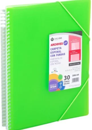 CARPETA 50 FUNDAS A4 ESPIRAL ARCHIVEX STAR VERDE CLARO