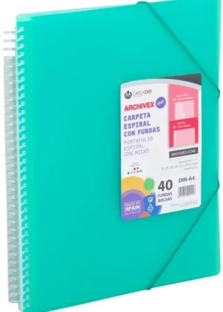CARPETA 50 FUNDAS A4 ESPIRAL ARCHIVEX STAR VERDE CARCHIVO