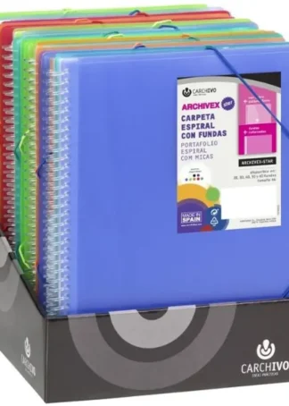 EXP 15 CARPETAS A4 ESPIRAL Y GOMA ARCHIVEX STAR SURTIDAS