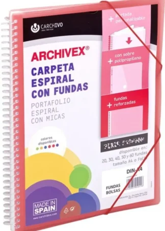 CARPETA 30 FUNDAS CANGURO A4 ARCHIVEX STAR ROJO