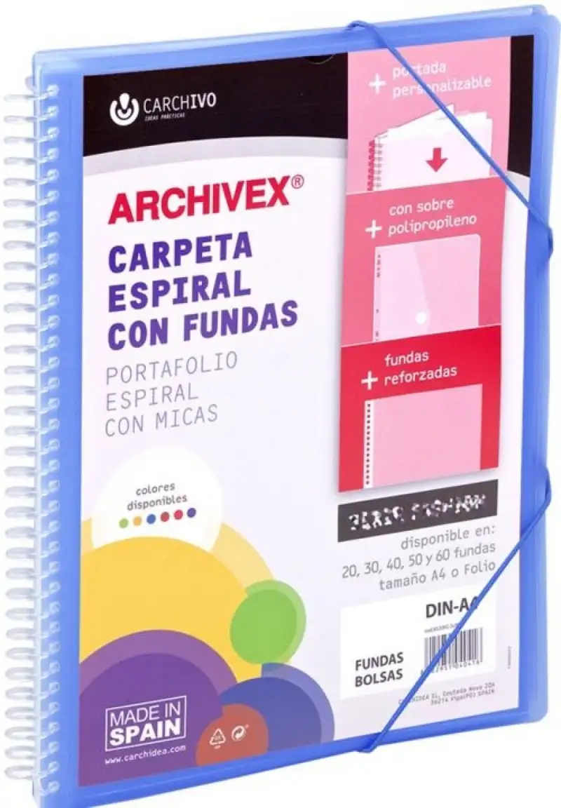 CARPETA 60 FUNDAS CANGURO A4 ARCHIVEX STAR AZUL