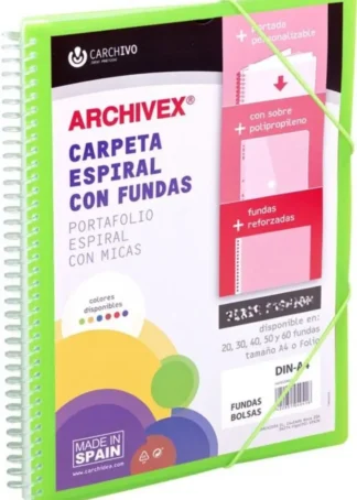 CARPETA 60 FUNDAS CANGURO A4 ARCHIVEX STAR VERDE CLARO