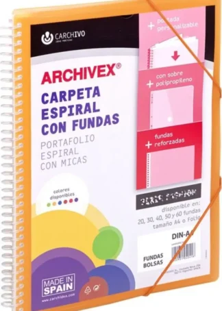 CARPETA 60 FUNDAS CANGURO A4 ARCHIVEX STAR NARANJA