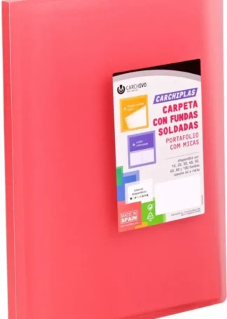 CARPETA 10 FUNDAS A4 TAPA FLEXIBLE ROJO CARCHIPLAS