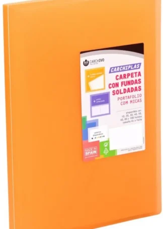 CARPETA 40 FUNDAS A4 TAPA FLEXIBLE NARANJA CARCHIPLAS