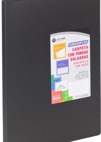 CARPETA 60 FUNDAS A4 TAPA FLEXIBLE NEGRO CARCHIPLAS
