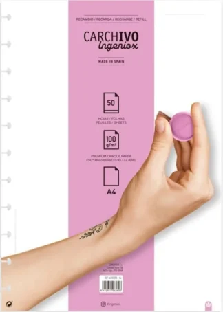 RECAMBIO CUADERNO INGENIOX A4 50 HOJAS LISO EXTRAIBLE