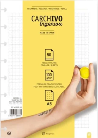 RECAMBIO CUADERNO INGENIOX A5 50 HOJAS DOTS EXTRAIBLE