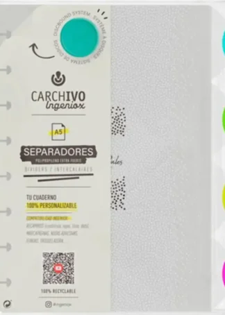 SEPARADORES INGENIOX A4 PP TRANS/NEON 4 POSICIONES