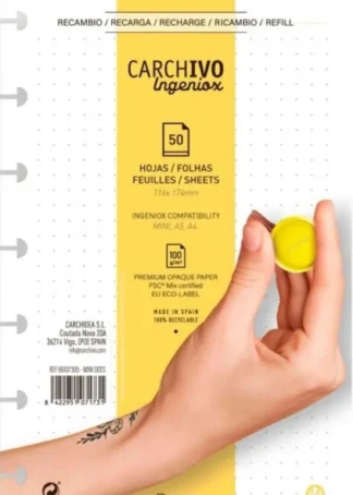 RECAMBIO CUADERNO INGENIOX A6 50 HOJAS DOTS EXTRAIBLE