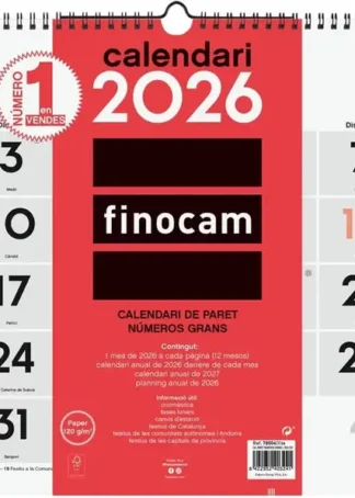 (CAT) CALENDARIO PARED 2026 NUMEROS GRANDES 43X31 CATALAN