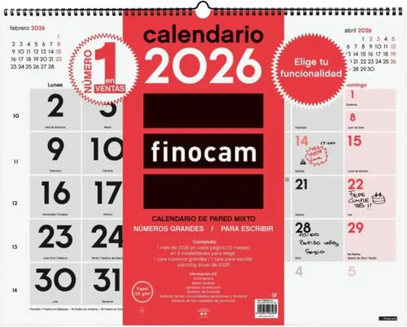 CALENDARIO DE PARED 2026 MIXTO XL