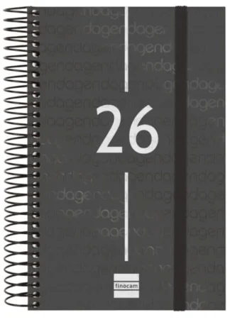 AGENDA ANUAL ESPIRAL 2026 D/P E5 11,7X18,1CM NEGRA