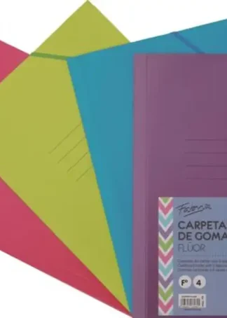 PAQ/4 CARPETA CARTON Fº GOMAS Y SOLAPAS FLUOR SURTIDOS