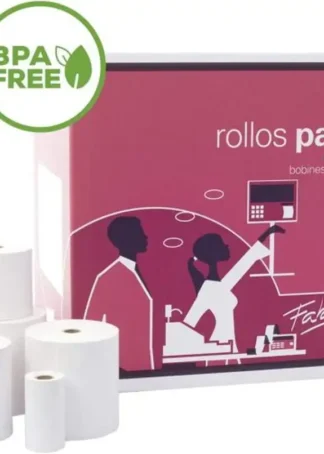 PACK 10 ROLLOS PAPEL TERMICO SIN BPA 57X55X12MM FABRISA