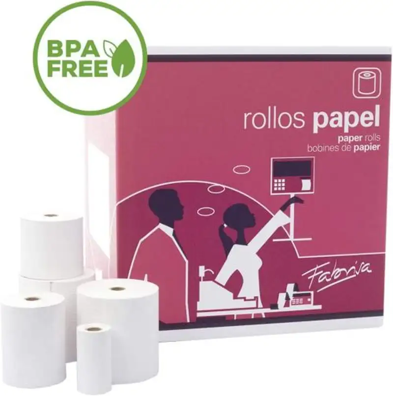 PACK 10 ROLLOS PAPEL TERMICO SIN BPA 57X45X12MM FABRISA