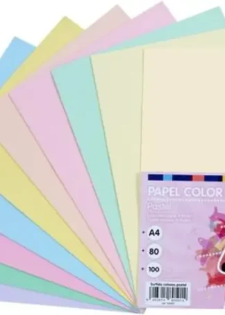 PAQUETE PAPEL A4 100H 80G 10 COLORES PASTEL SURTIDOS