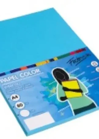 PAQUETE PAPEL A4 100H 80G COLOR AZUL TURQUESA FABRISA