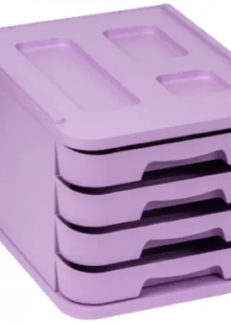 FICHERO CON 4 CAJONES DE SOBREMESA VIOLETA PASTEL