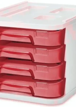 FICHERO CAJONES DE SOBREMESA 285X375X230MM 4 CAJONES ROJO