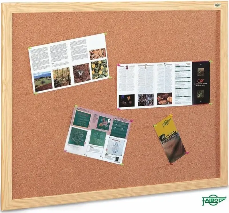 TABLERO DE CORCHO 90X120CM MARCO FIBRA MELAMINADA FAIBO