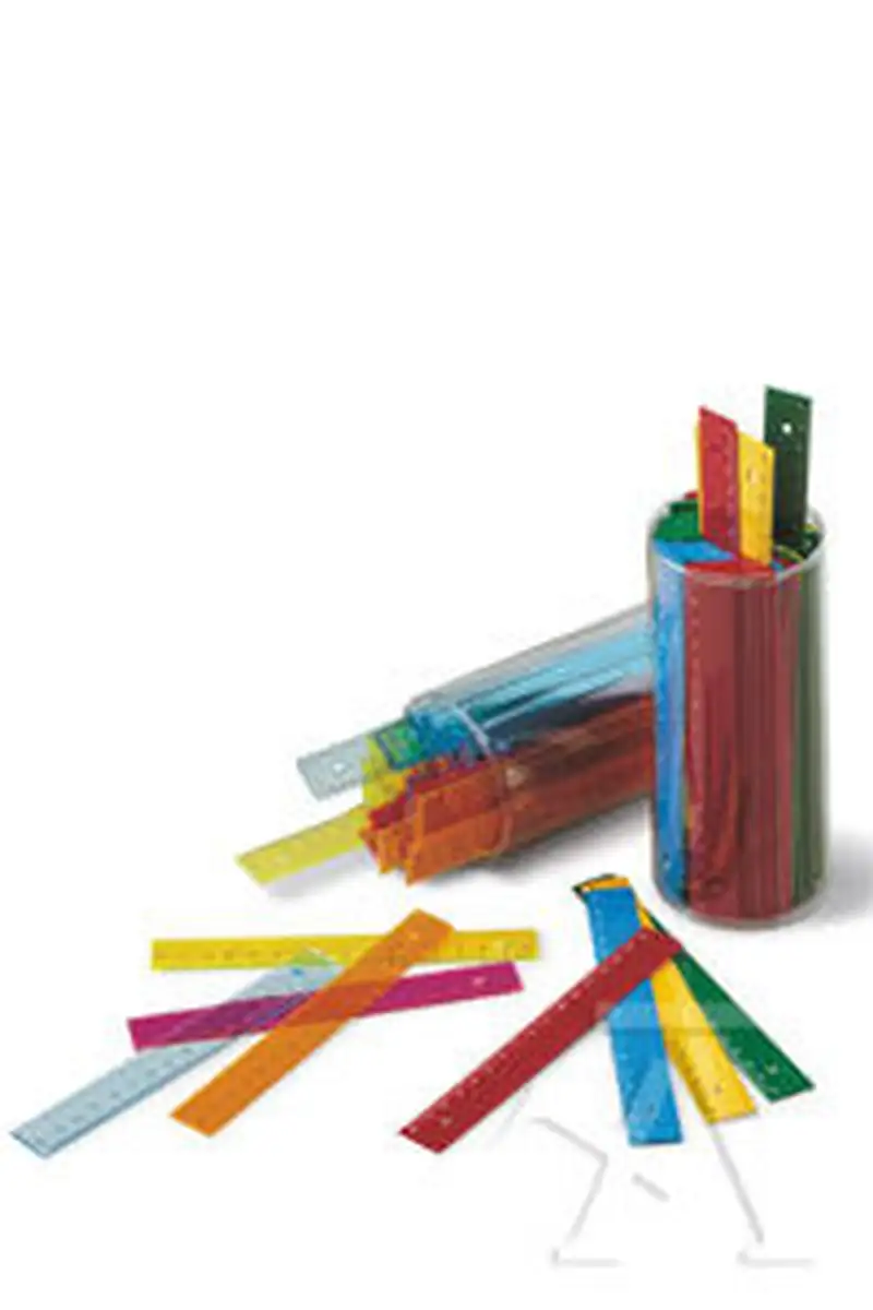 BOTE 100 REGLA 16CM PLASTICO FLUOR TRANSPARENTE