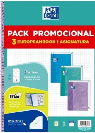 PACK 3 BLOC A4+ 80H 90G. CUAD.5X5 COLORES PASTEL EBOOK1
