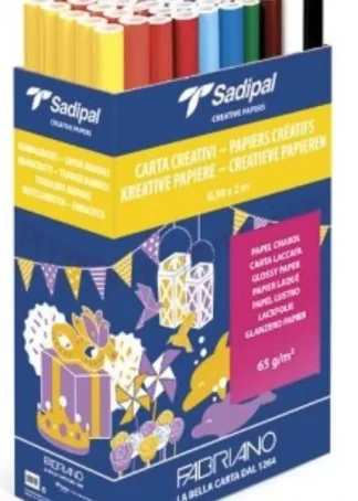 EXP 50 ROLLOS PAPEL CHAROL 0,5X2M COLORES SURTIDOS