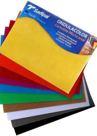 BOLSA 10 CARTULINA ONDULACOLOR A4 328G COLORES SURTIDOS