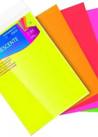 BOLSA 5 CARTULINAS FLUORESCENTES A4 250G COLORES SURTIDOS