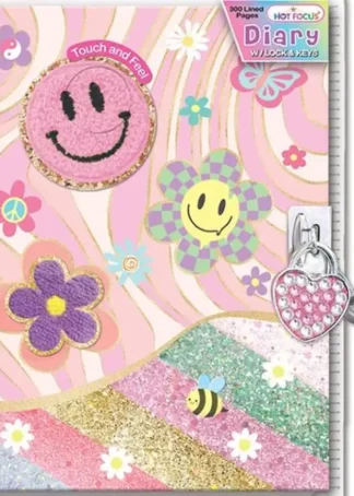 DIARIO CON CANDADO Y LLAVES GROOVY FLOWER HOT FOCUS