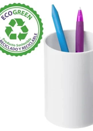 CUBILETE PORTALAPICES DE PLASTICO COLOR BLANCO