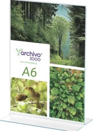 EXPOSITOR DE SOBREMESA FORMA T A6 VERTICAL 45X105X155MM