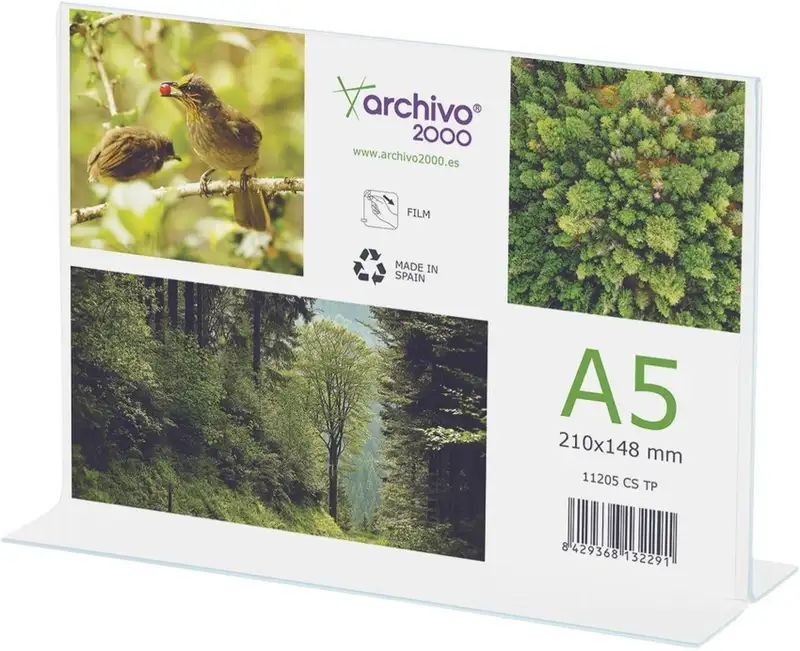 EXPOSITOR DE SOBREMESA FORMA A5 HORIZONTAL 75X210X155MM