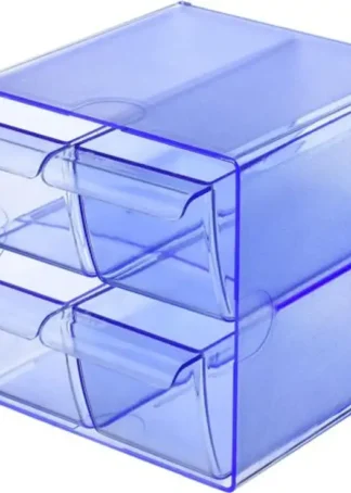 ORGANIZADOR CON CUATRO CAJONES TRASLUCIDO AZUL
