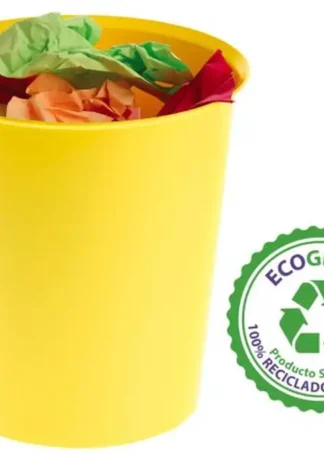 PAPELERA PLASTICO COLOR AMARILLO 18L