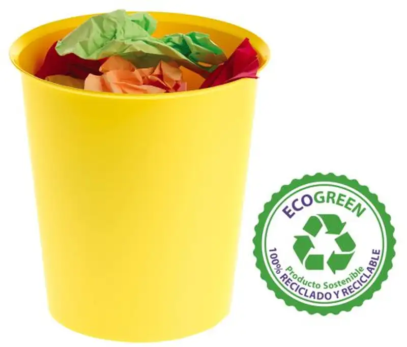 PAPELERA PLASTICO COLOR AMARILLO 18L