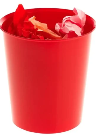 PAPELERA PLASTICO COLOR ROJO 18L