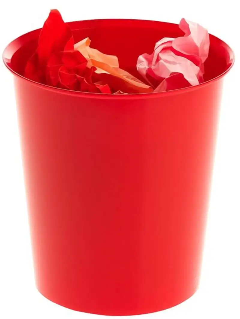PAPELERA PLASTICO COLOR ROJO 18L
