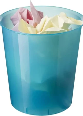 PAPELERA PLASTICO TRASLUCIDO AZUL MAR