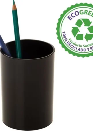 CUBILETE PORTALAPICES DE PLASTICO COLOR NEGRO