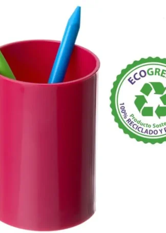 CUBILETE PORTALAPICES DE PLASTICO COLOR FUCSIA