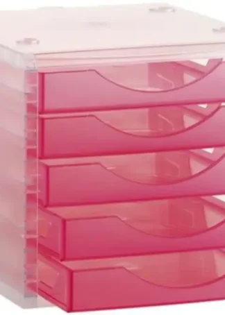 MODULO 5 CAJONES COLOR ROSA TRASLUCIDO 32,3X23,4X3,8CM