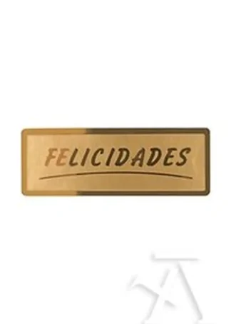 ROLLO 300 ETIQUETAS FELICIDADES STAMPING 50X18 ORO
