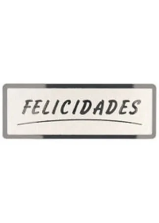 ROLLO 300 ETIQUETAS FELICIDADES STAMPING 50X18 PLATA
