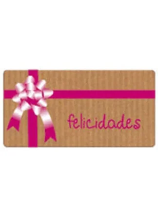 ROLLO 300 ETIQUETAS FELICIDADES TINTA 59X30 KRAFT