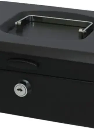 CAJA CAUDALES GRANDE CON BANDEJA Y CIERRE 25X9X7CM NEGRO