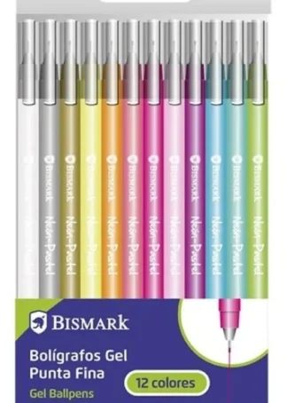 BLISTER 12 BOLIGRAFOS DE GEL PUNTA FINA COLORES NEON PASTEL