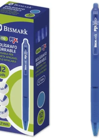 C/12 BOLIGRAFO BISMARK BORRABLE AZUL PUNTA 0,7MM RETRACTIL