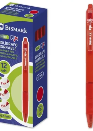 C/12 BOLIGRAFO BISMARK BORRABLE ROJO PUNTA 0,7MM RETRACTIL